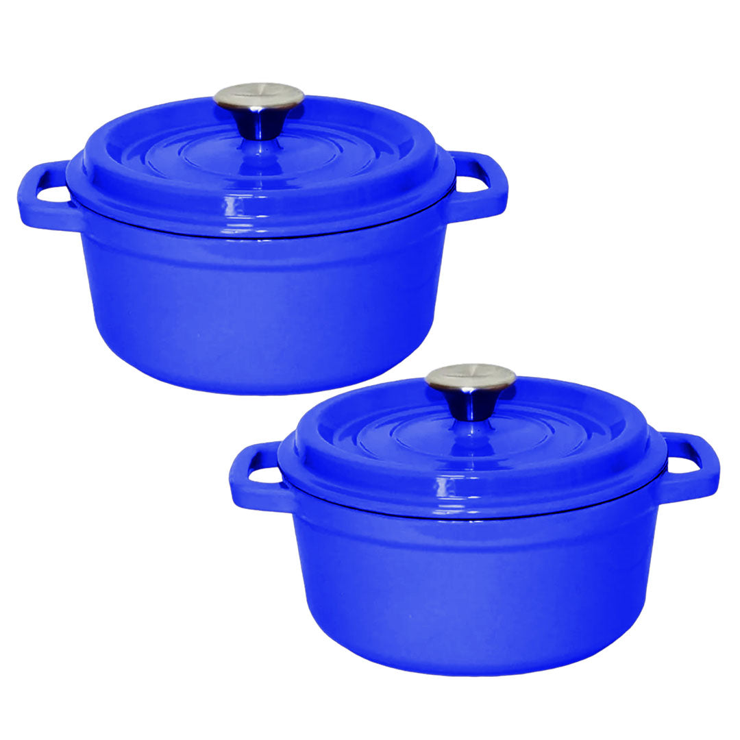 SOGA 2X Cast Iron 24cm Enamel Porcelain Stewpot Casserole Stew Cooking Pot With Lid Blue $ 215.50