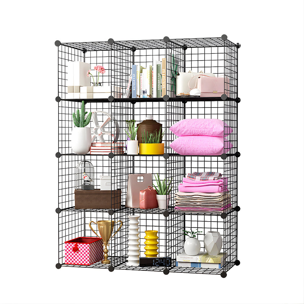 SOGA Black Portable 12-Cube Storage Organiser Foldable DIY Modular Grid Space Saving Shelf $ 122.50