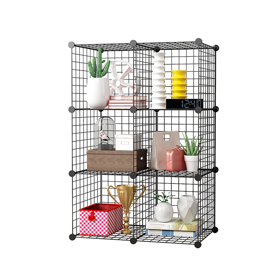 SOGA Black Portable 6-Cube Storage Organiser Foldable DIY Modular Grid Space Saving Shelf $ 75.50
