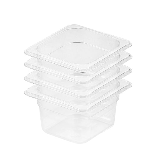 SOGA 100mm Clear Gastronorm GN Pan 1/6 Food Tray Storage Bundle of 4