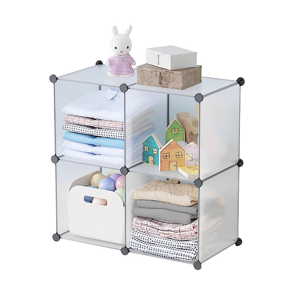SOGA 4-Cube Transparent Shelf Box Portable Cubby DIY Storage Shelves Modular Closet Organiser $ 44.50