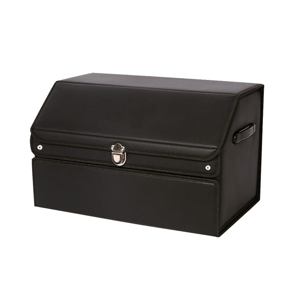 SOGA 56cm Leather Car Boot Collapsible Foldable Trunk Cargo Organizer Portable Storage Box with Lock Black $ 77.90