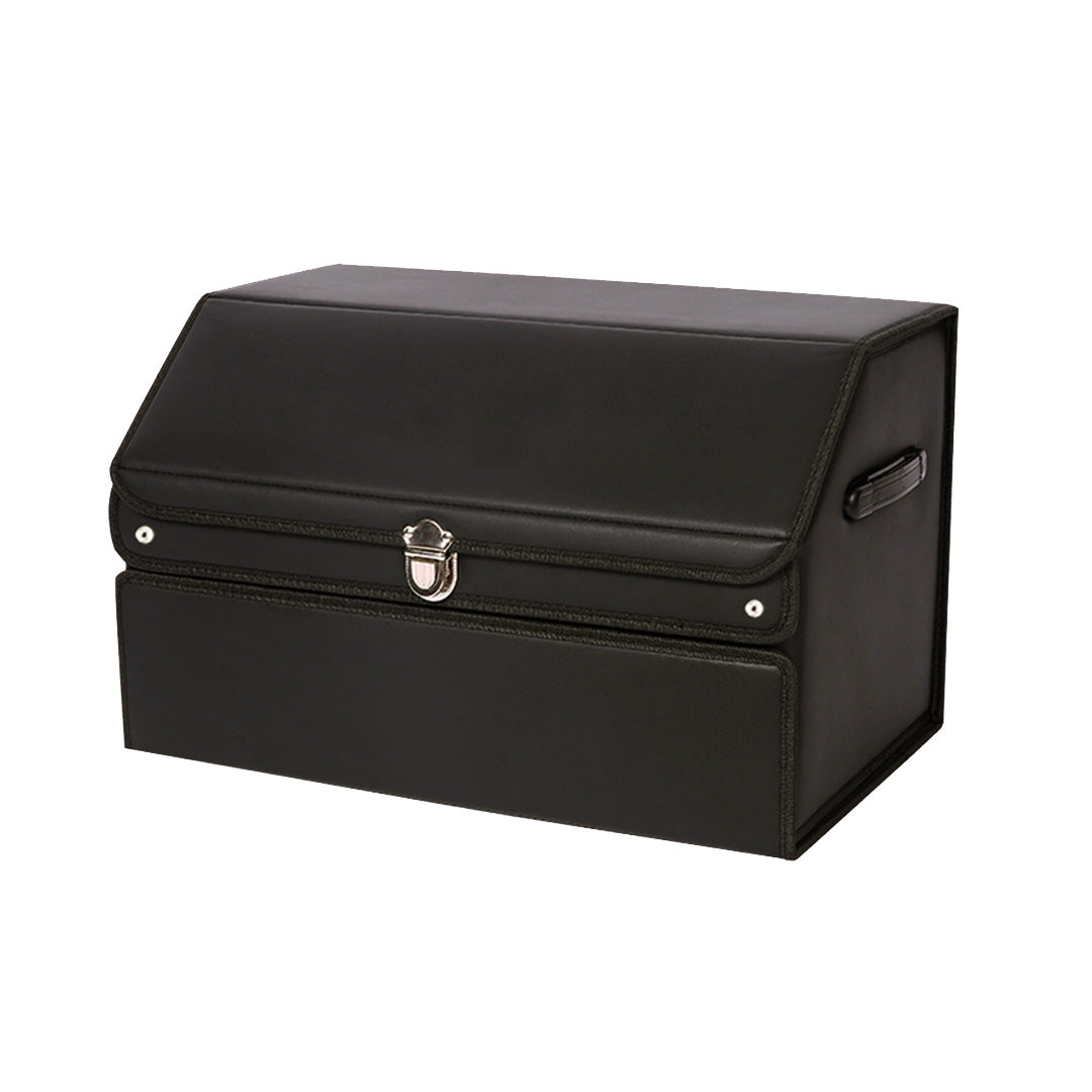 SOGA 56cm Leather Car Boot Collapsible Foldable Trunk Cargo Organizer Portable Storage Box with Lock Black $ 77.90