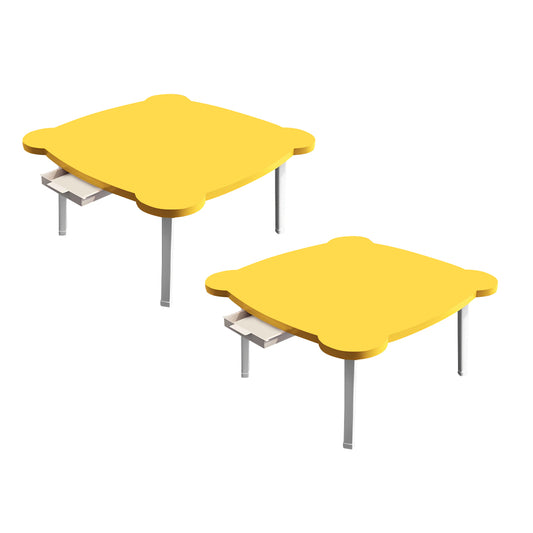 SOGA 2X Yellow Minimalist Cat Ear Portable Floor Table Small Space-Saving Mini Desk Home Decor