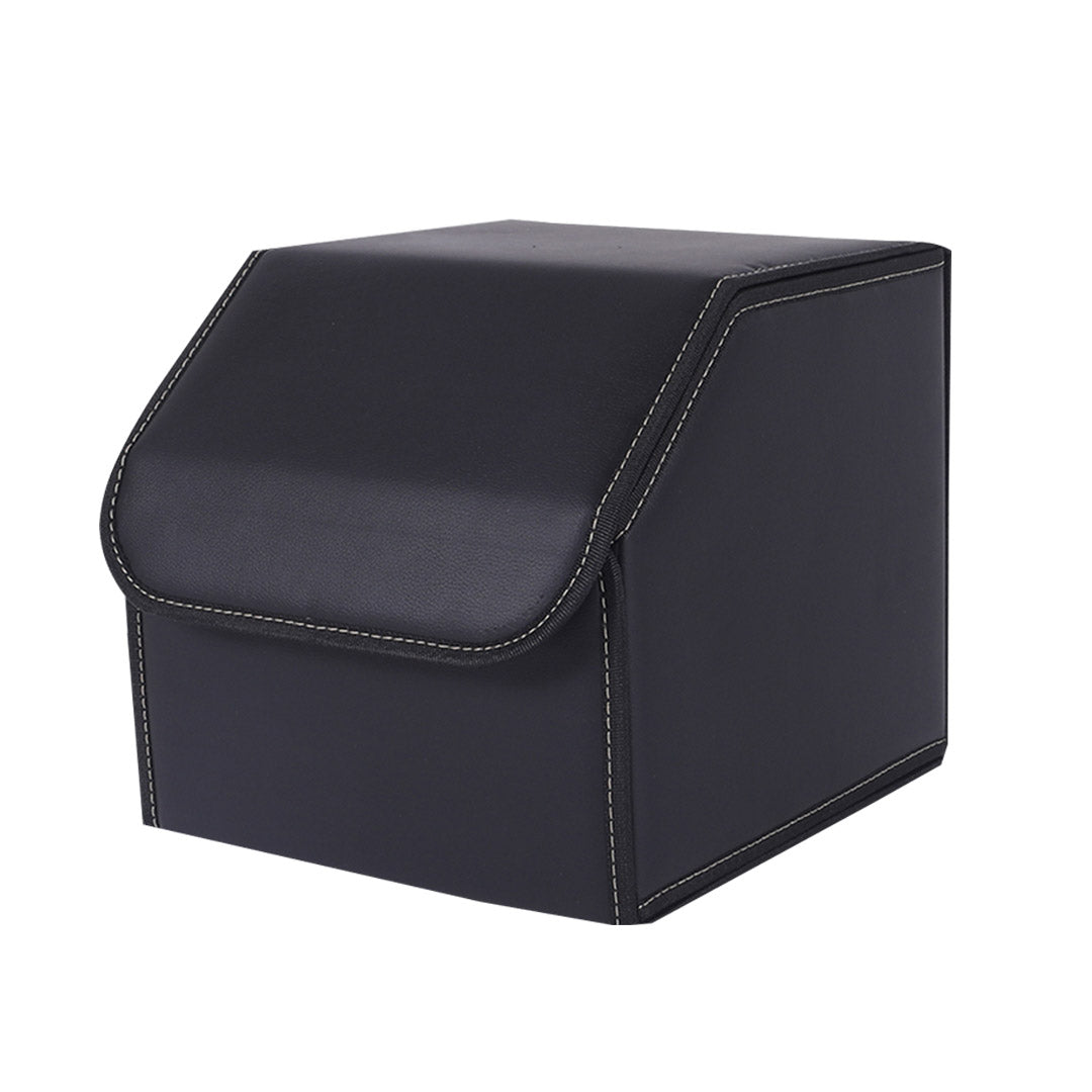 SOGA Leather Car Boot Collapsible Foldable Trunk Cargo Organizer Portable Storage Box Black Small $ 36.90