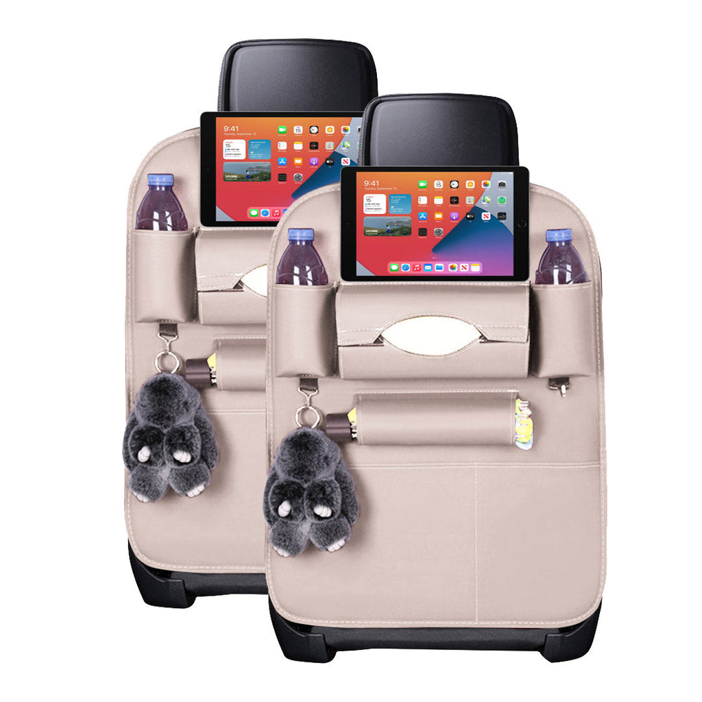 SOGA 2X PVC Leather Car Back Seat Storage Bag Multi-Pocket Organizer Backseat and iPad Mini Holder White $ 65.50