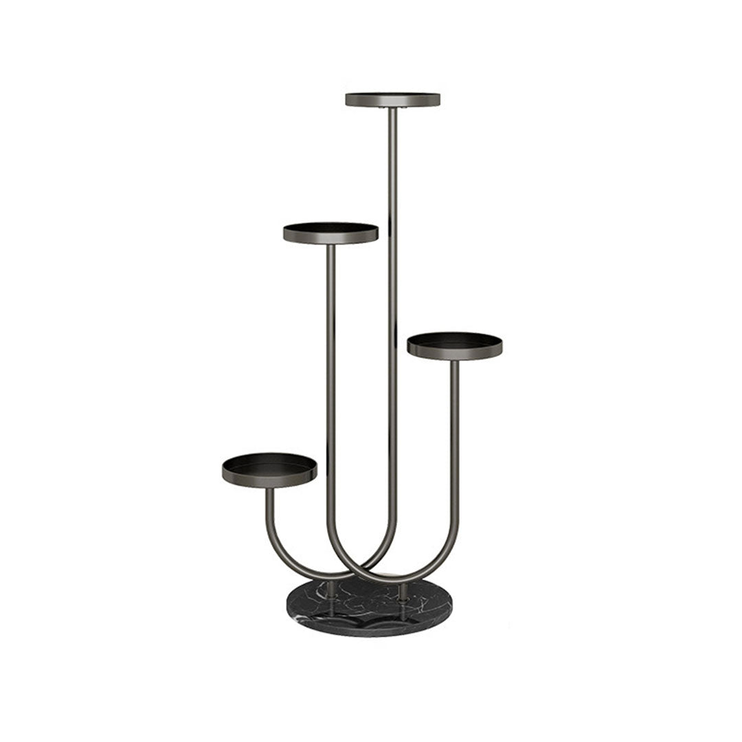SOGA U Shaped Plant Stand Round Flower Pot Tray Living Room Balcony Display Black Metal Decorative Shelf $ 155.50