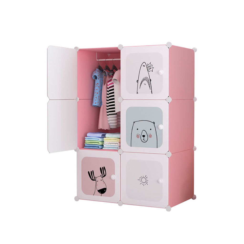 SOGA 6 Cubes Pink Portable Wardrobe Divide-Grid Modular Storage Organiser Foldable Closet $ 77.90