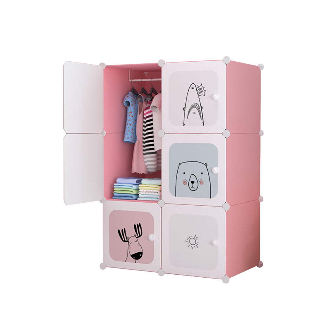 SOGA 6 Cubes Pink Portable Wardrobe Divide-Grid Modular Storage Organiser Foldable Closet $ 77.90