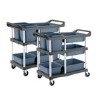 3-tier commercial soiled food trolley dirty plate cart with 5 buckets for restaurant kitchens Australia