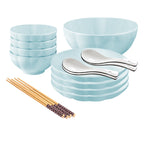 SOGA Light Blue Japanese Style Ceramic Dinnerware Crockery Soup Bowl Plate Server Kitchen Home Decor Set of 9 $ 71.50