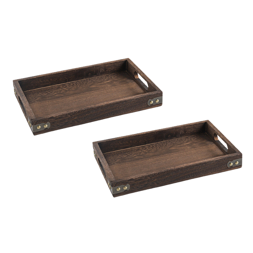 SOGA 2X Medium Walnut Rectangle Wooden Tray Breakfast Dinner Serving Board Tea Set Holder Kitchen Home Decor $ 68.90