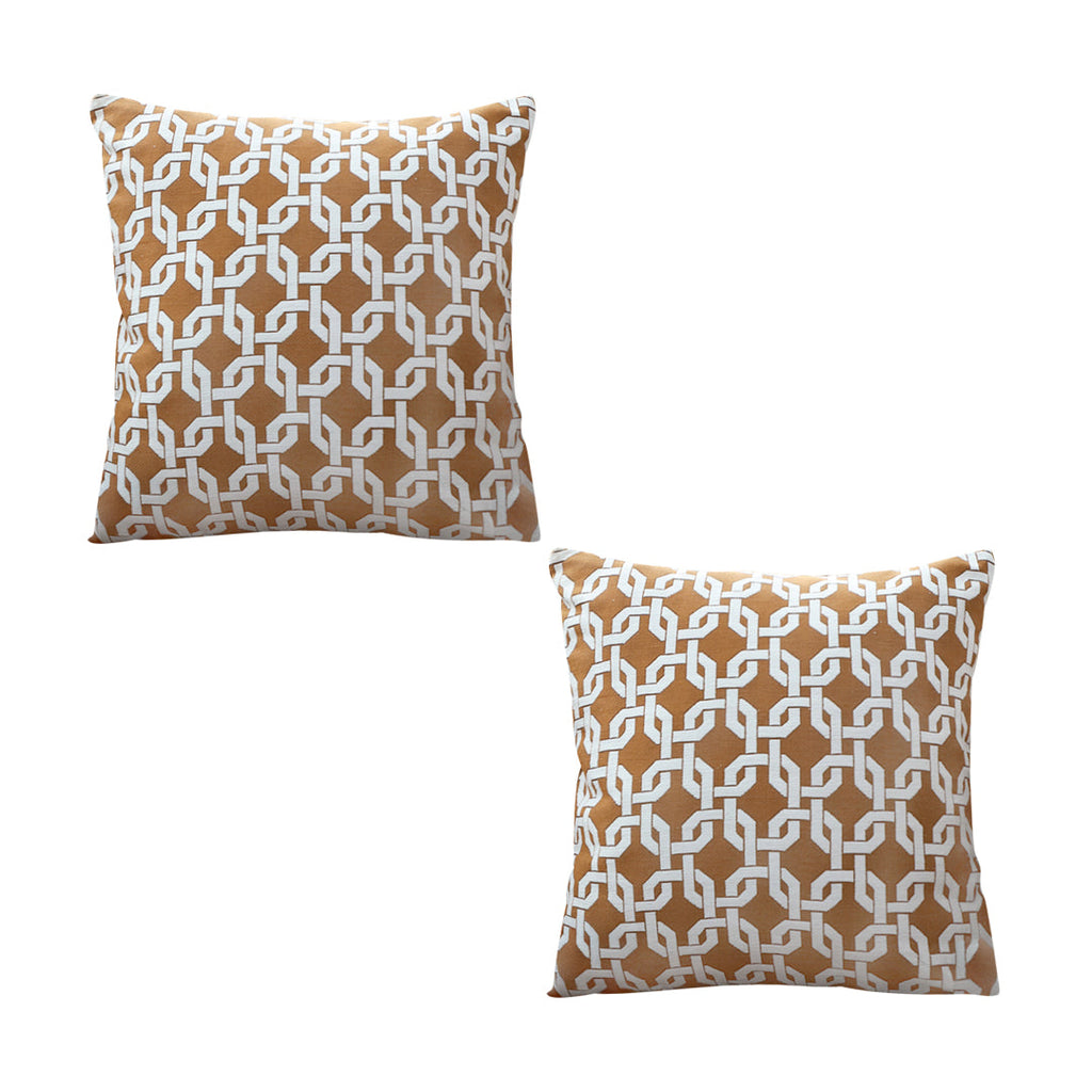 SOGA 2X 50cm Brown Checkered Chain Jacquard Square Pillow Decorative Cushion for Home Decor $ 129.50