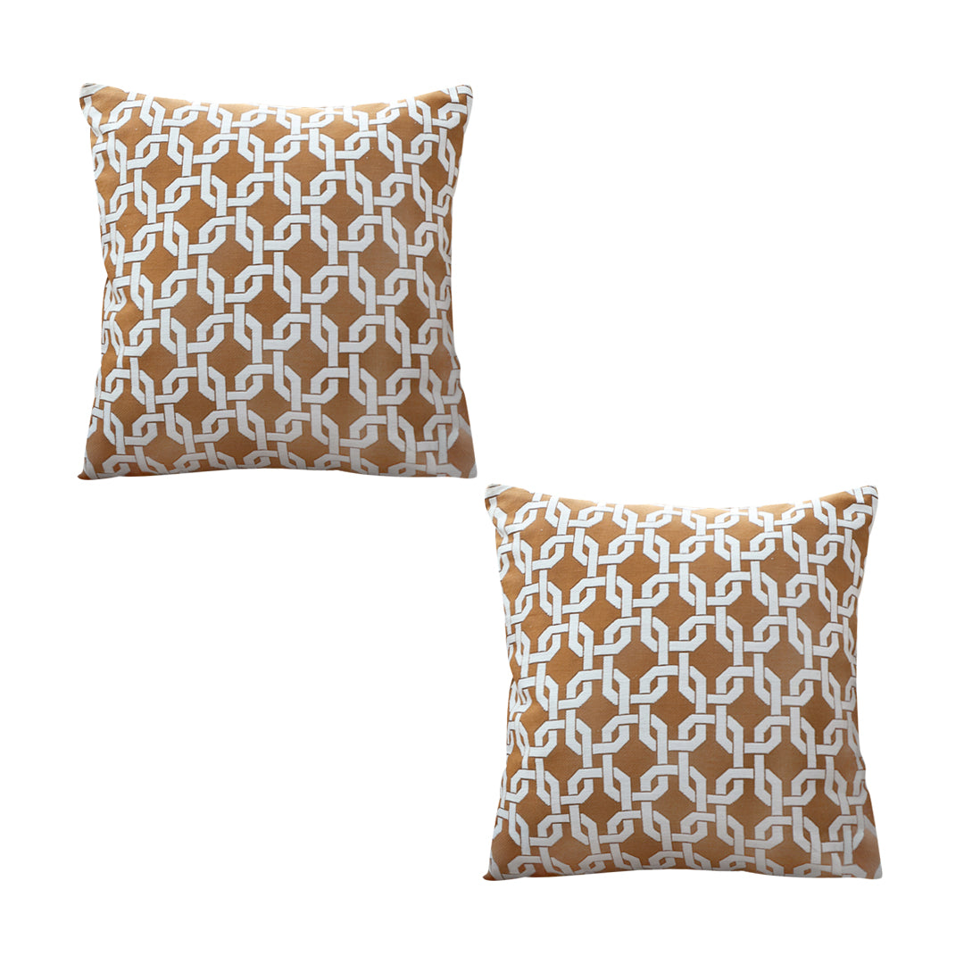 SOGA 2X 50cm Brown Checkered Chain Jacquard Square Pillow Decorative Cushion for Home Decor $ 129.50
