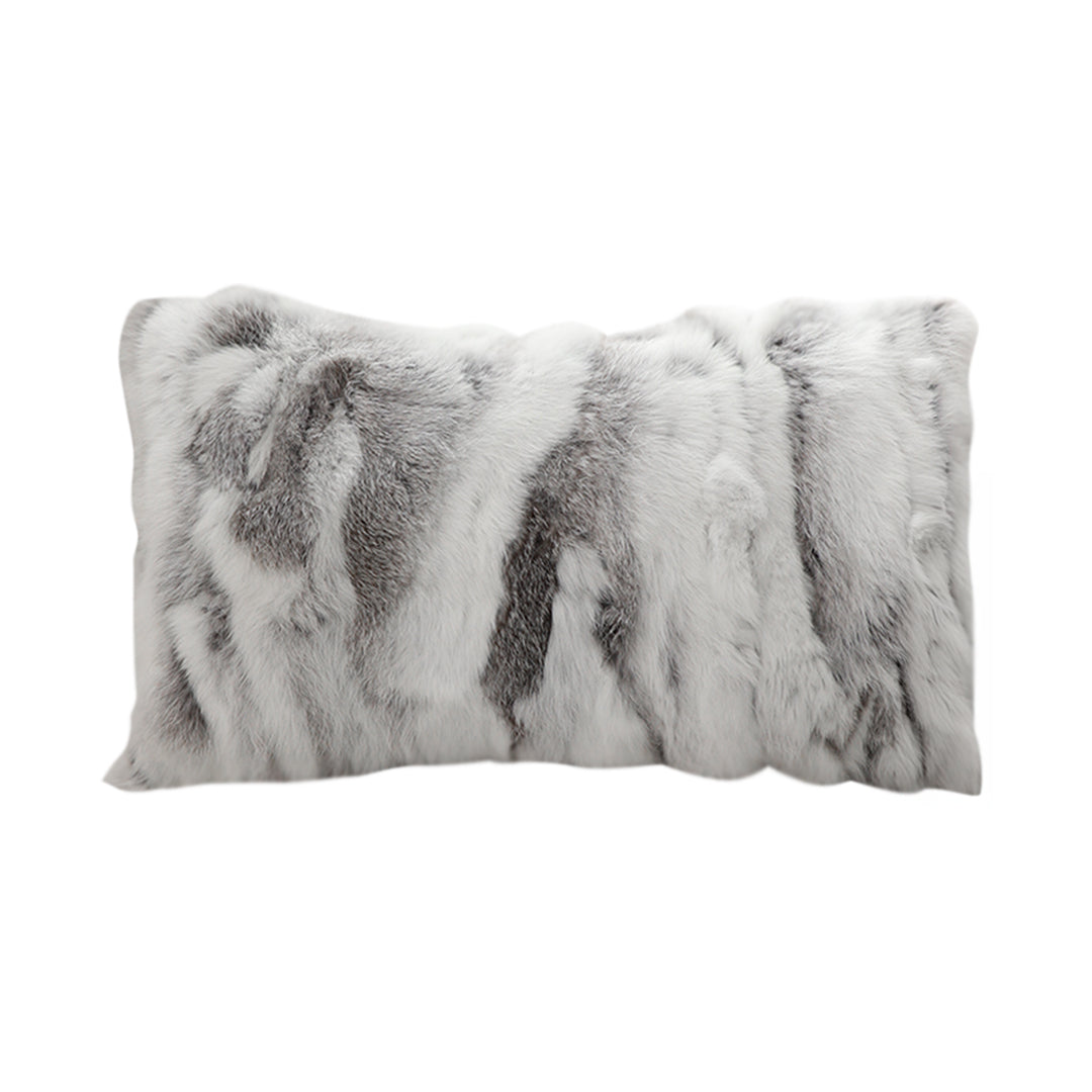 SOGA 30cm Throw Pillow Floral Gray Rabbit Fur Lumbar Warm Cozy Decorative Cushion Home Decor $ 77.90