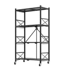 SOGA 4 Tier Steel Black Foldable Display Stand Multi-Functional Shelves Storage Organizer with Wheels $ 122.50