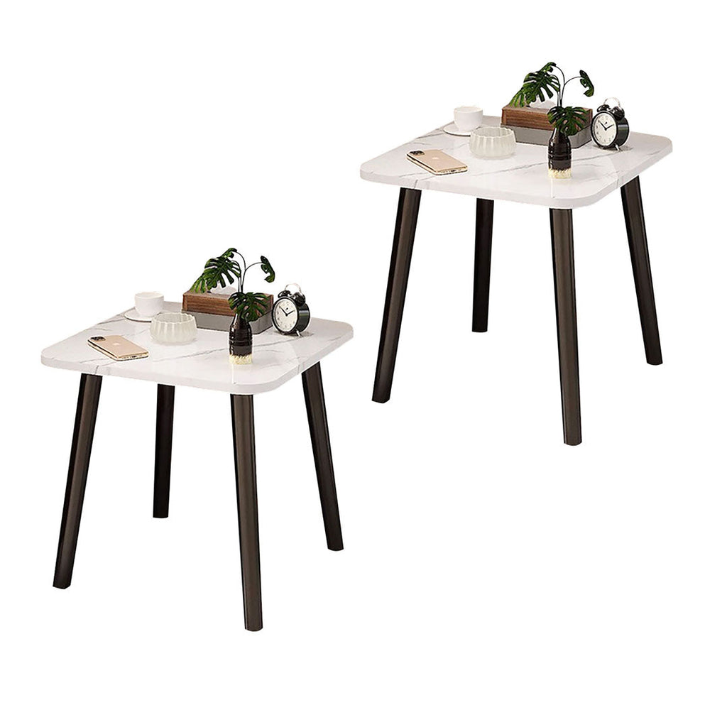 SOGA 2X 40cm White Ceramic Table Stone Pattern Compact Modern Design with Black Metal Legs $ 140.50