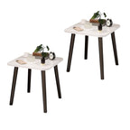 SOGA 2X 40cm White Ceramic Table Stone Pattern Compact Modern Design with Black Metal Legs $ 140.50