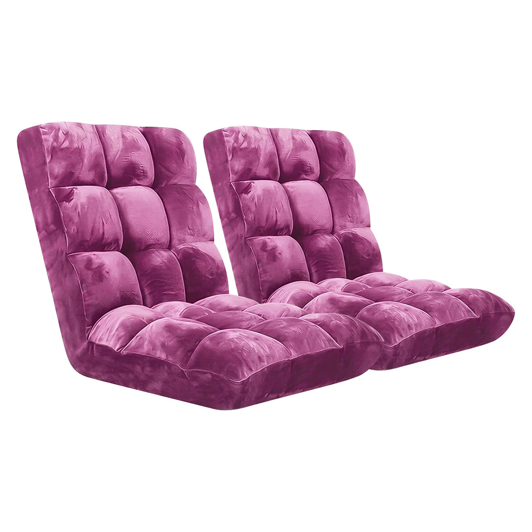SOGA 2X Floor Recliner Folding Lounge Sofa Futon Couch Folding Chair Cushion Magenta