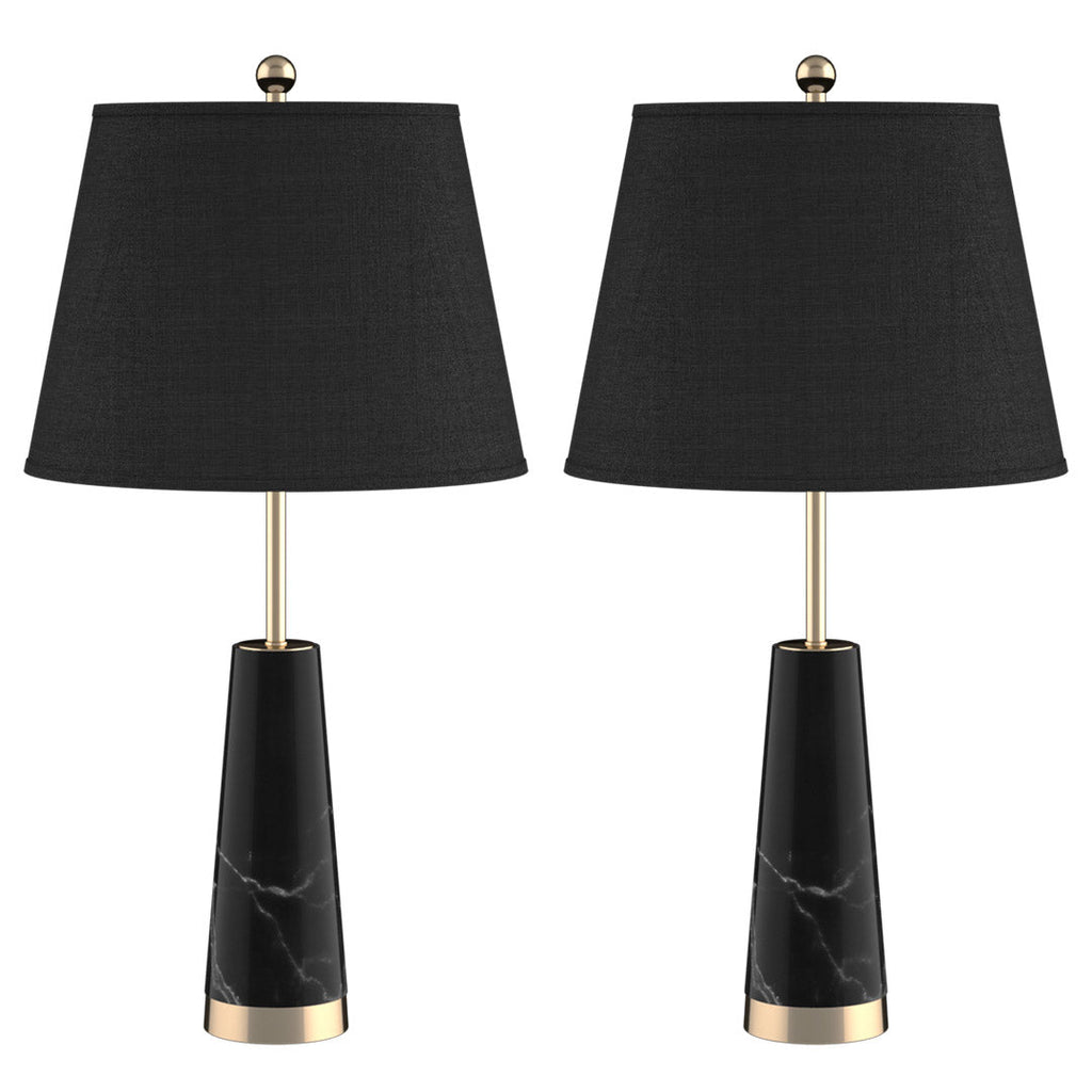 SOGA 2X 68cm Black Marble Bedside Desk Table Lamp Living Room Shade with Cone Shape Base $ 538.90