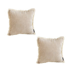SOGA 2X 45cm Throw Pillow Latte Color Chenille Textured with Tassels Stylish Square Cozy Home Decor