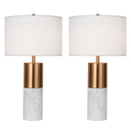 SOGA 2X 60cm White Marble Bedside Modern Desk Table Lamp Living Room Shade with Cylinder Base $ 452.90