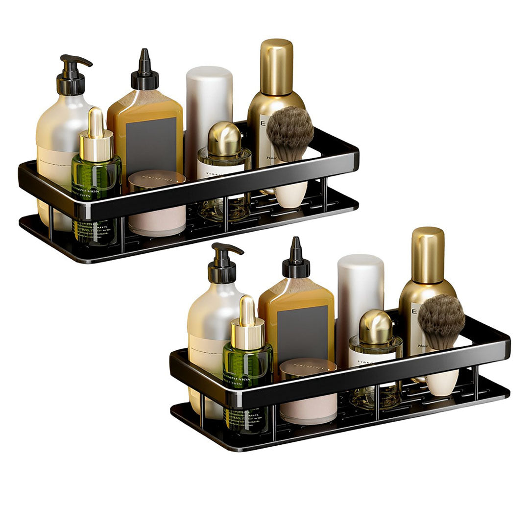 SOGA 2X Black Wall-Mounted Rectangular Bathroom Storage Organiser Space Saving Adhesive Shelf Rack $ 79.90