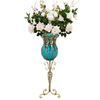 SOGA 85cm Blue Glass Tall Floor Vase and 12pcs White Artificial Fake Flower Set $ 511.50