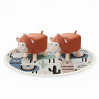 SOGA Home & Living Bundle – 2 Orange Monkey Children’s Ottoman & Alpaca Cactus Pattern Rug $ 134