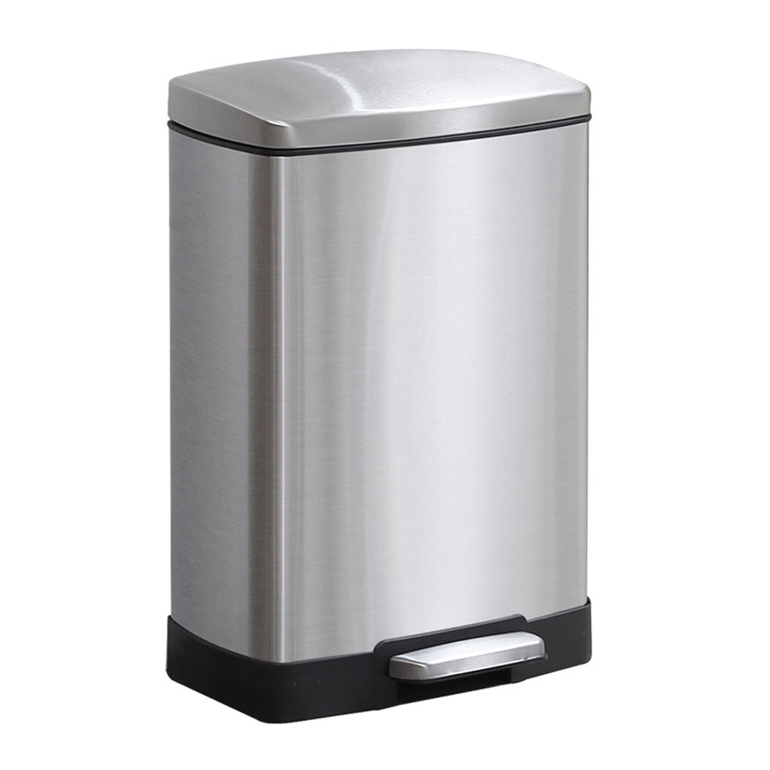 SOGA Foot Pedal Stainless Steel Rubbish Recycling Garbage Waste Trash Bin Rectangular Shape 12L Silver $ 88.90
