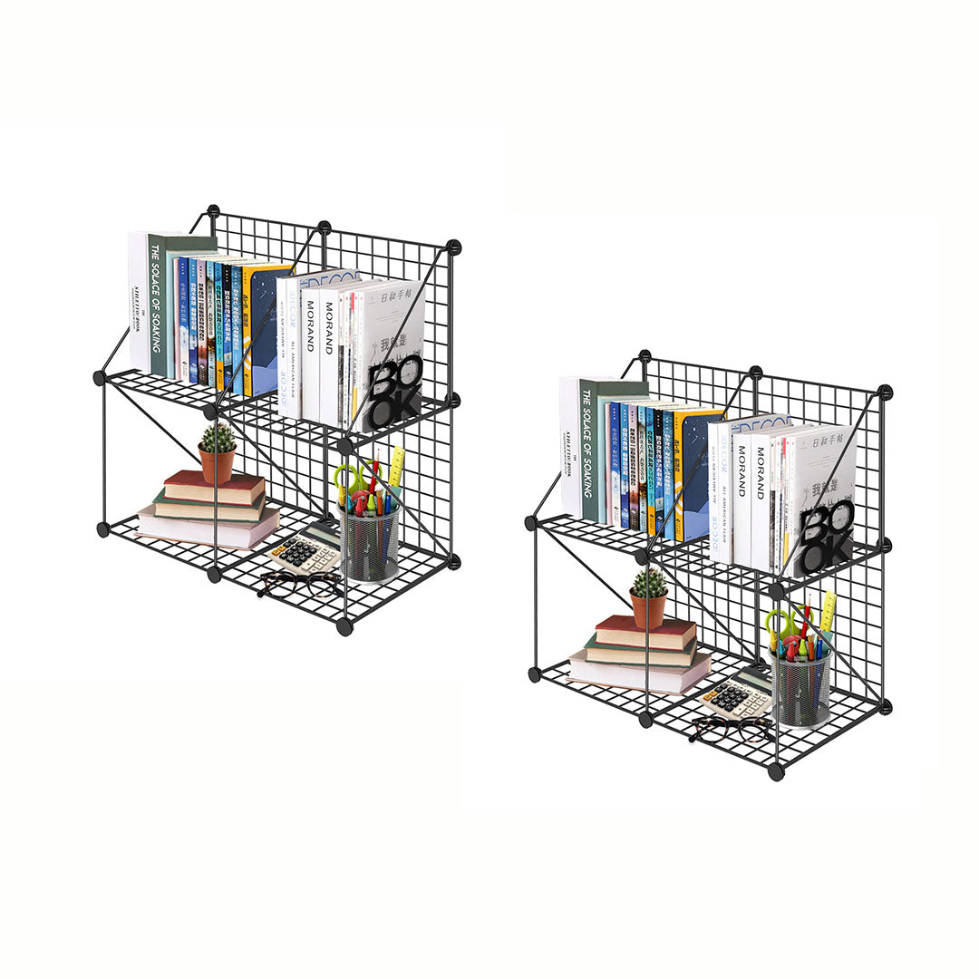 SOGA 2X Black Portable 4-Cube 2 Column Storage Organiser Foldable DIY Modular Grid Space Saving Shelf $ 86.50