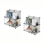 SOGA 2X Black Portable 4-Cube 2 Column Storage Organiser Foldable DIY Modular Grid Space Saving Shelf $ 86.50