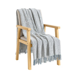 SOGA Light Blue-Gray Tassel Throw Blanket 160x200cm Soft Polyester $ 79.90