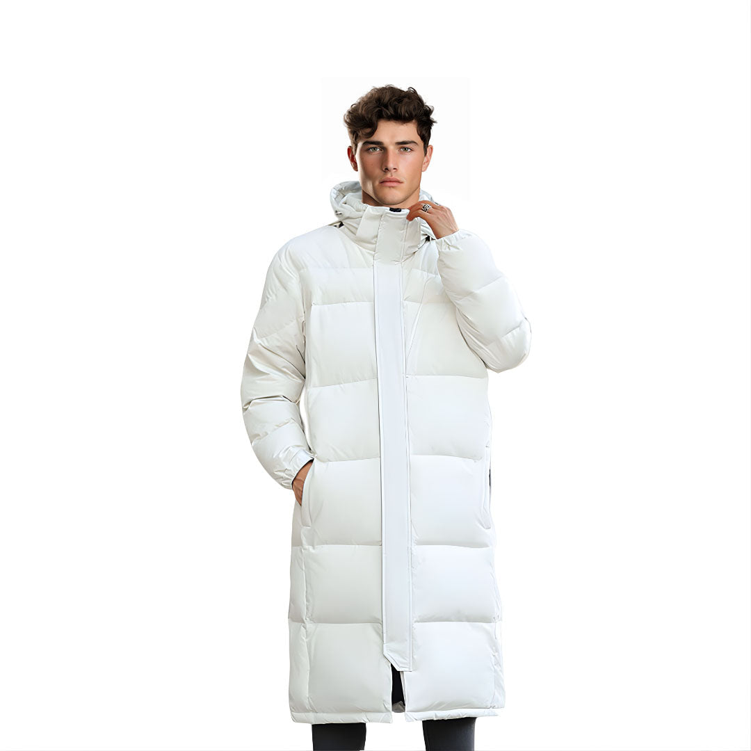 abbee White Winter Hooded Overcoat Long Jacket Stylish Lightweight Quilted Warm Puffer Coat $ 233.50