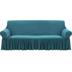 SOGA 3-Seater Blue Sofa Cover with Ruffled Skirt Couch Protector High Stretch Lounge Slipcover Home Decor $ 99.90