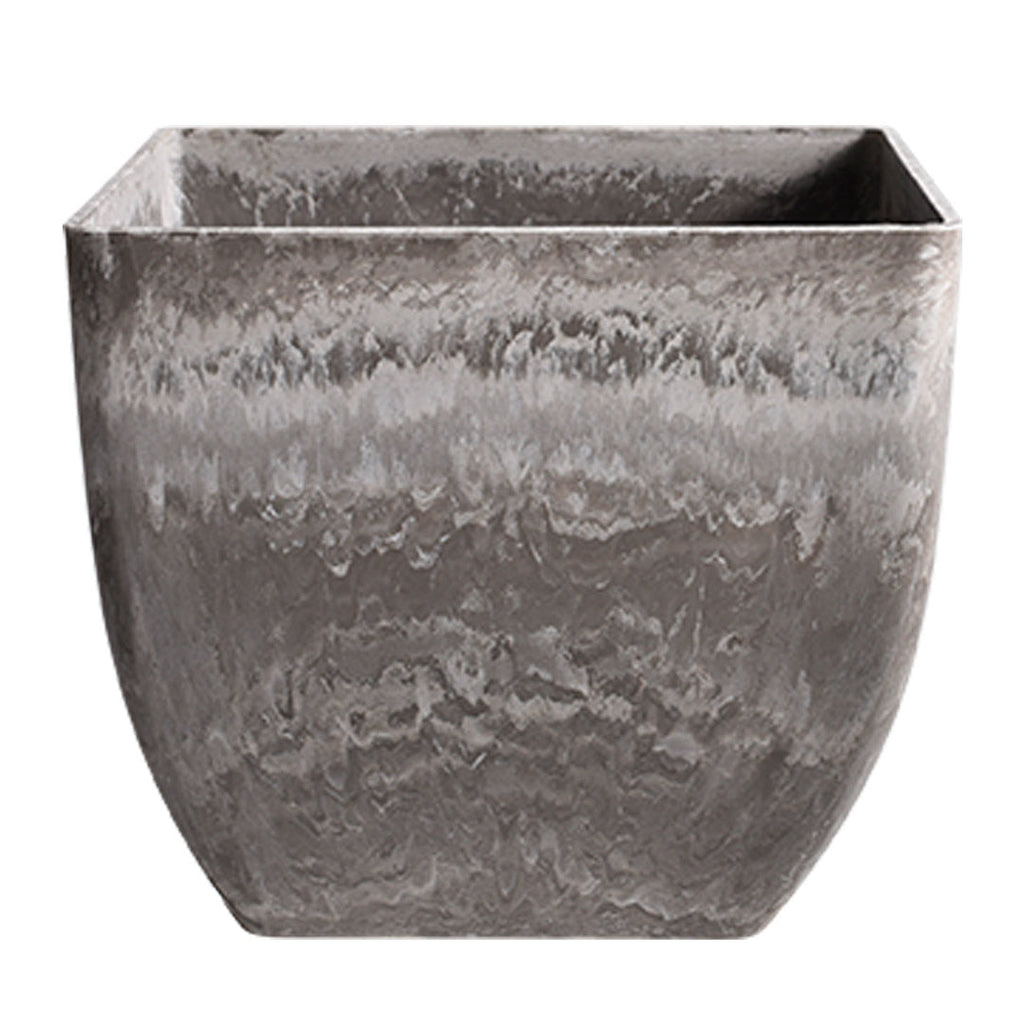 SOGA 27cm Rock Grey Square Resin Plant Flower Pot in Cement Pattern Planter Cachepot for Indoor Home Office $ 49.90