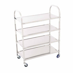 SOGA 4 Tier Stainless Steel Kitchen Dinning Food Cart Trolley Utility Size Square Large