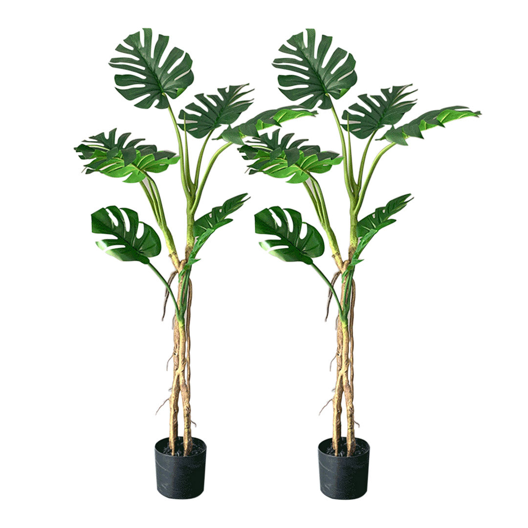 SOGA 2X 160cm Tropical Monstera Palm Artificial Plant Tree, Real Touch Technology, with UV Protection $ 215.50