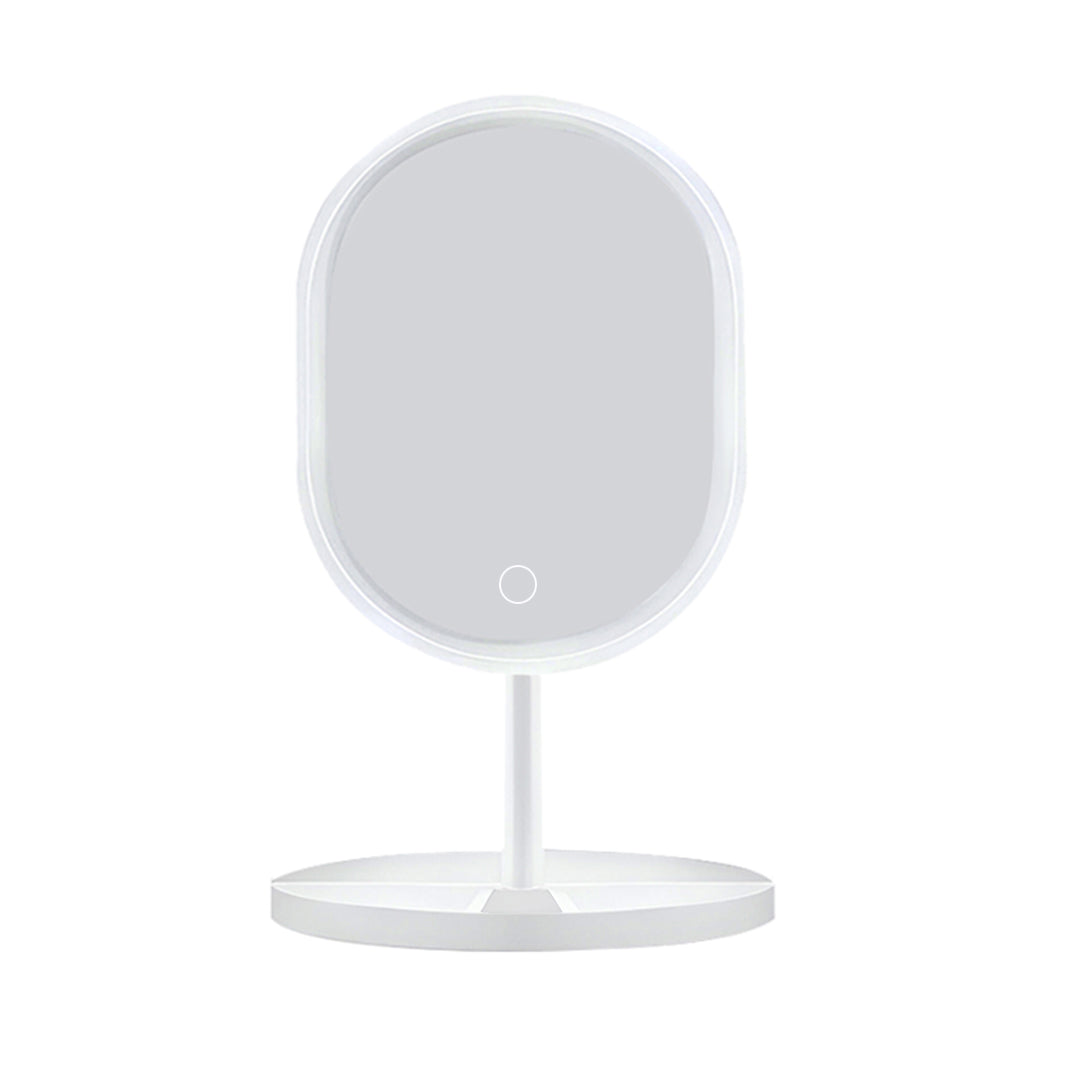 SOGA 26cm White Oval Smart LED Makeup Bedroom Table Vanity Mirror Tricolor Adjustable Light $ 31.50