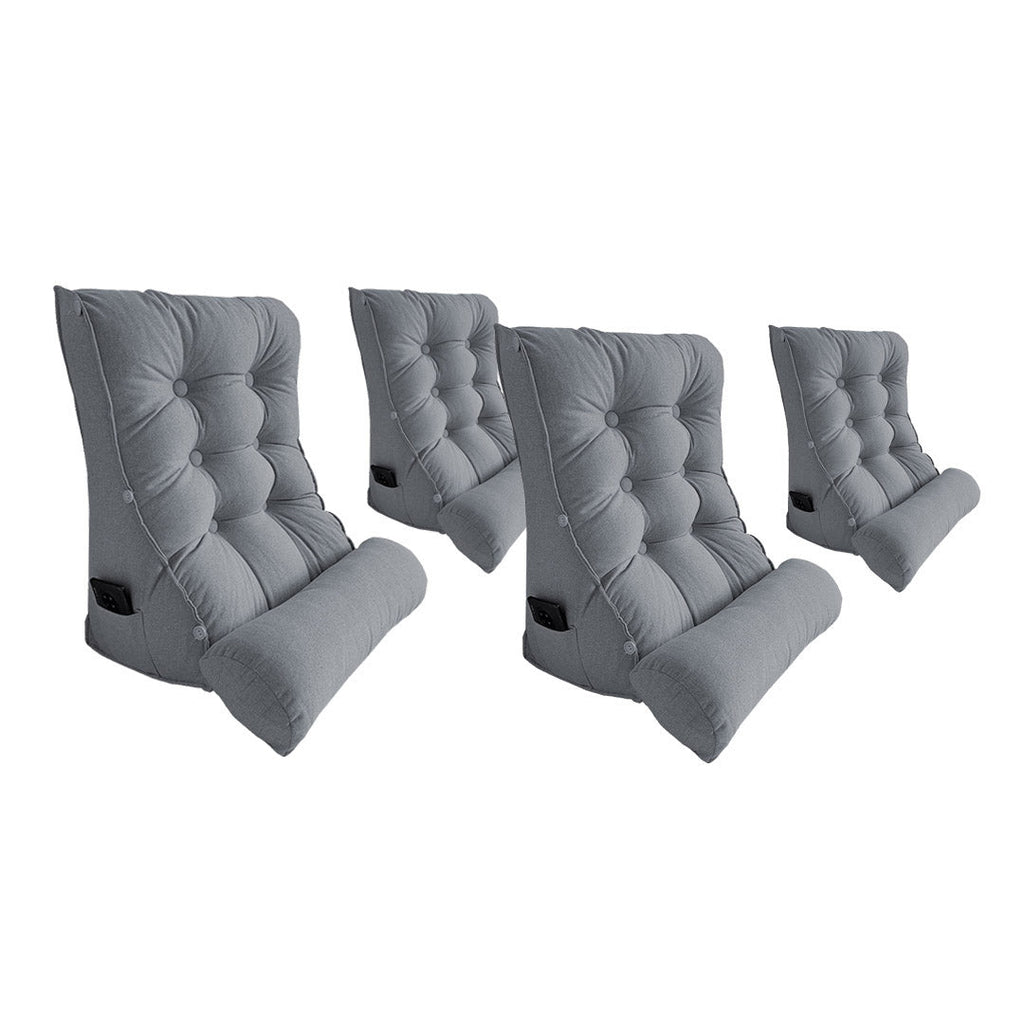 SOGA 4X 60cm Silver Triangular Wedge Lumbar Pillow Headboard Backrest Sofa Bed Cushion Home Decor $ 379.90