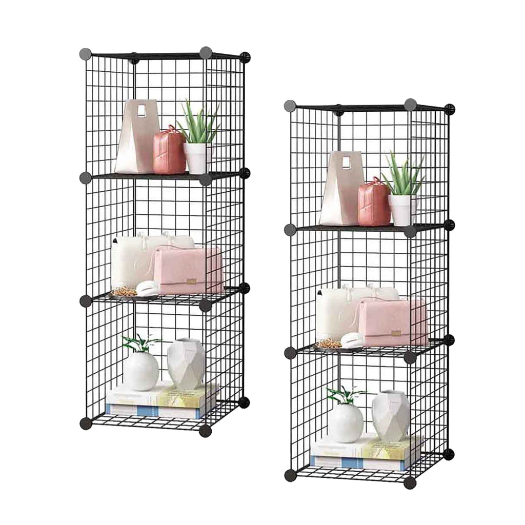 SOGA 2X Black Portable 3 Tier Cube Storage Organiser Foldable DIY Modular Grid Space Saving Shelf $ 103.50