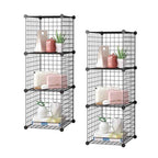 SOGA 2X Black Portable 3 Tier Cube Storage Organiser Foldable DIY Modular Grid Space Saving Shelf $ 103.50