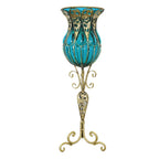 SOGA 85cm Blue Glass Floor Vase with Tall Metal Flower Stand $ 422.50