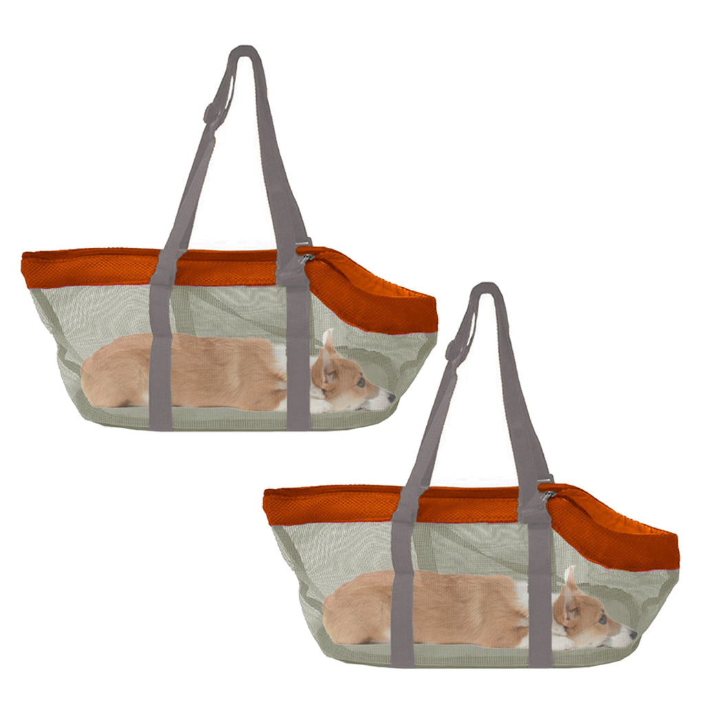 SOGA 2X Orange Pet Carrier Bag Breathable Net Mesh Tote Pouch Dog Cat Travel Essentials $ 60.90