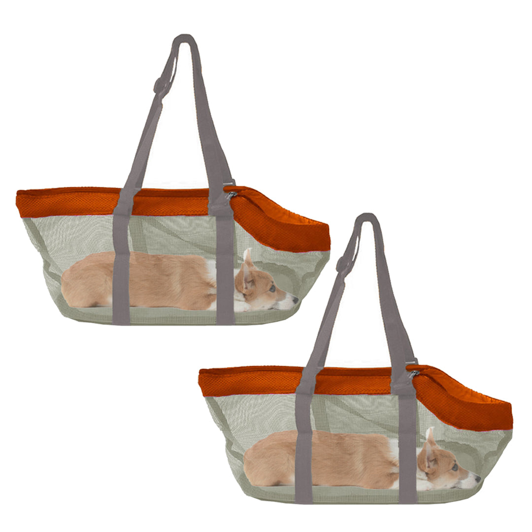 SOGA 2X Orange Pet Carrier Bag Breathable Net Mesh Tote Pouch Dog Cat Travel Essentials $ 60.90