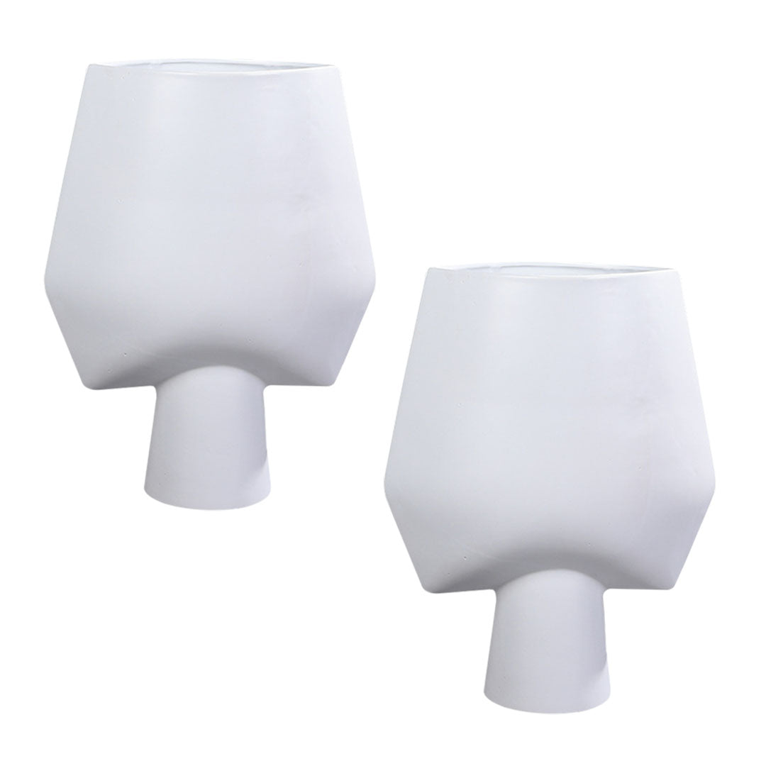 SOGA 2X 33x43cm White Large Ornament Bodhi House Ceramic Handcrafted Modern Abstract Square Vase Home Decor $ 269.50