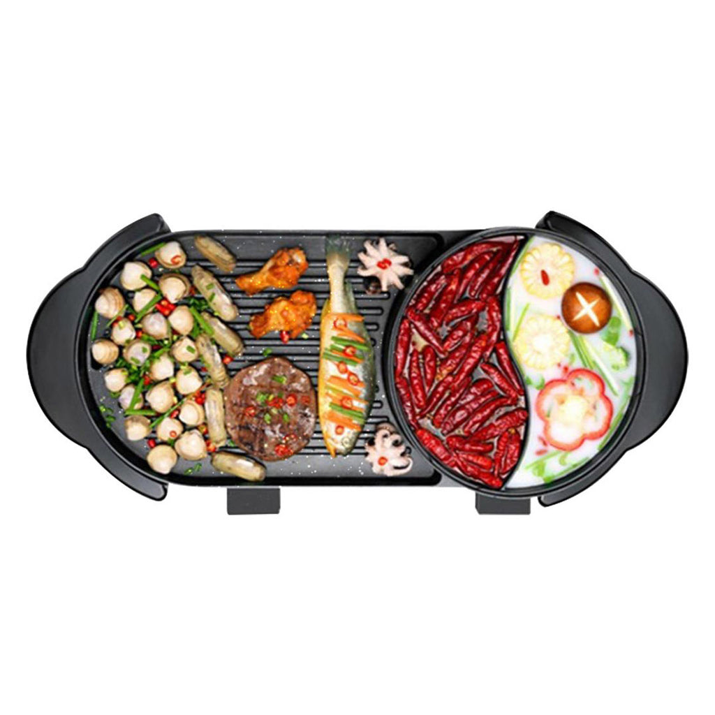SOGA 2 in 1 Electric Non-Stick BBQ Teppanyaki Grill Plate Steamboat Dual Sided Hotpot $ 139.90