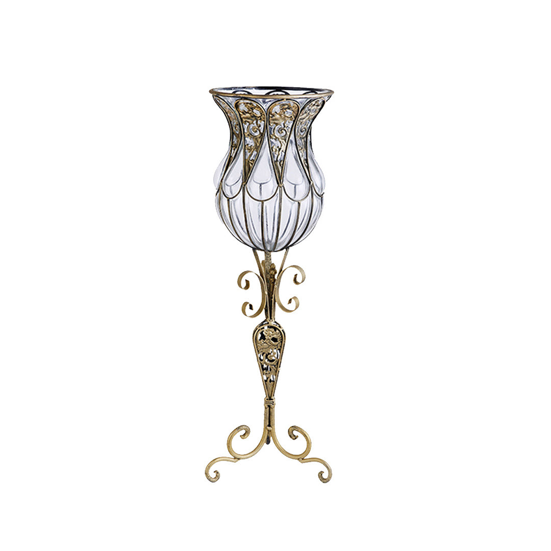 SOGA 85cm European Clear Glass Floor Home Decor Flower Vase with Tall Metal Stand $ 422.50