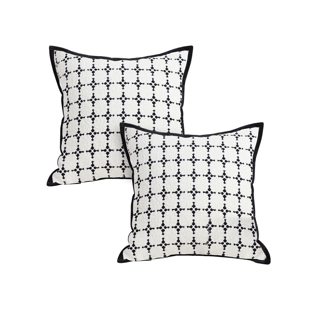 SOGA 2X 50cm Moroccan Black Cross Pattern Black Trim Decorative Throw Pillow $ 120.90