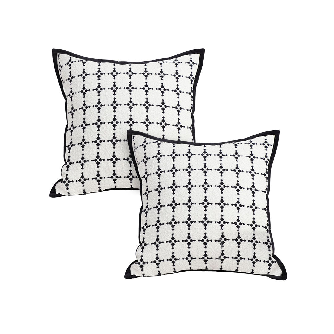 SOGA 2X 50cm Moroccan Black Cross Pattern Black Trim Decorative Throw Pillow $ 120.90